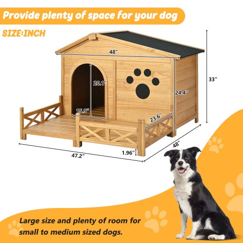 Wooden Pet House with Porch – Indoor/Outdoor Use