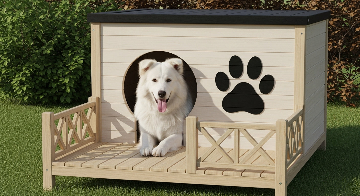 Wooden Pet House with Porch – Indoor/Outdoor Use