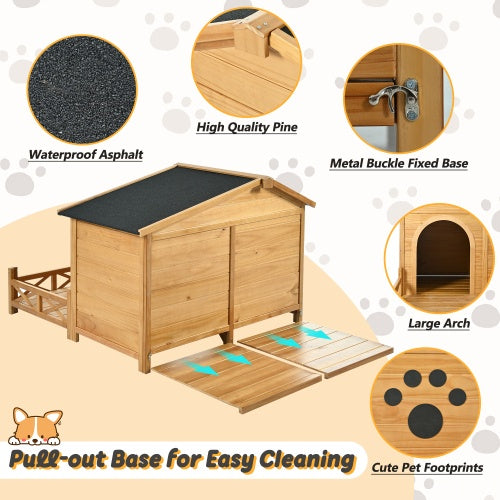 Wooden Pet House with Porch – Indoor/Outdoor Use