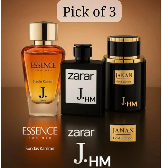 J. 3 PC Set Janan Gold+ Zarar Gold+ Essence Long Lasting Fragrance